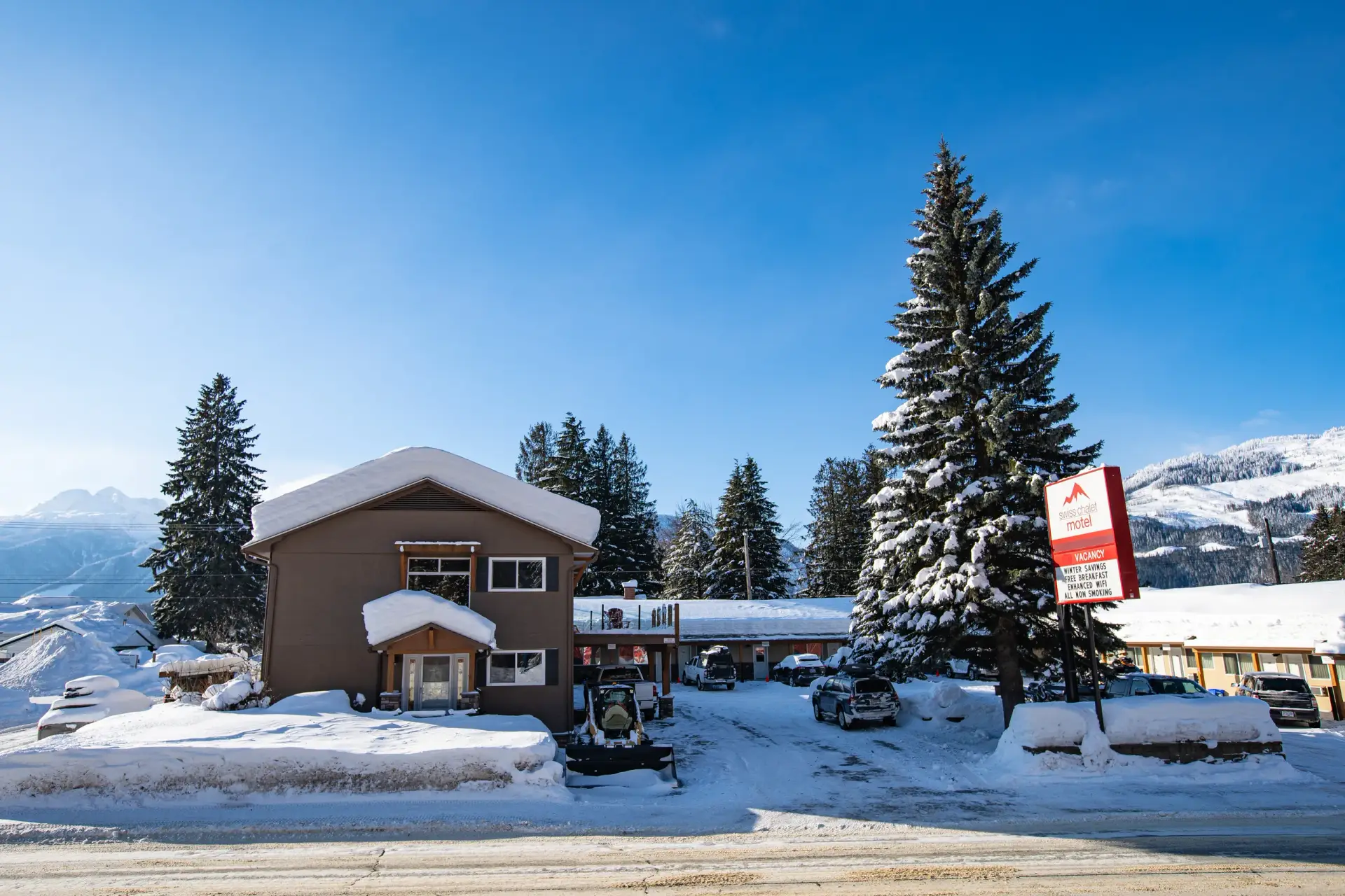 swiss chalet motel winter exterior 19